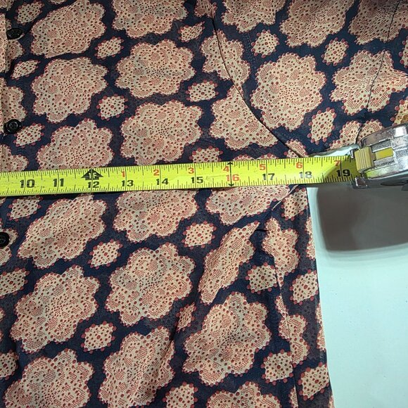 AX Paris Womens Floral Print Cold Shoulder shirt blouse sheer Sz 12 back buttons - Picture 7 of 8